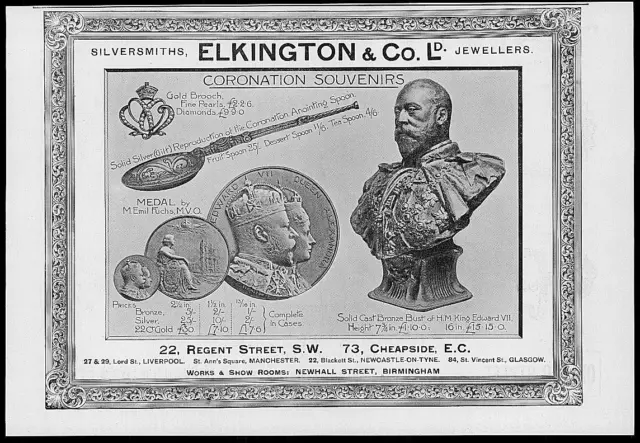 1902 Antique Print Advertisement  - Silversmiths Elkington Jewellers Spoon  (98)