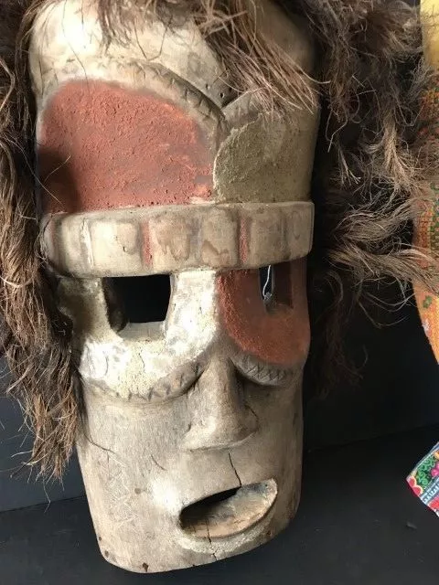 Old Batak Northern Sumatra Carved Wooden Mask, wonderful aged Patina...