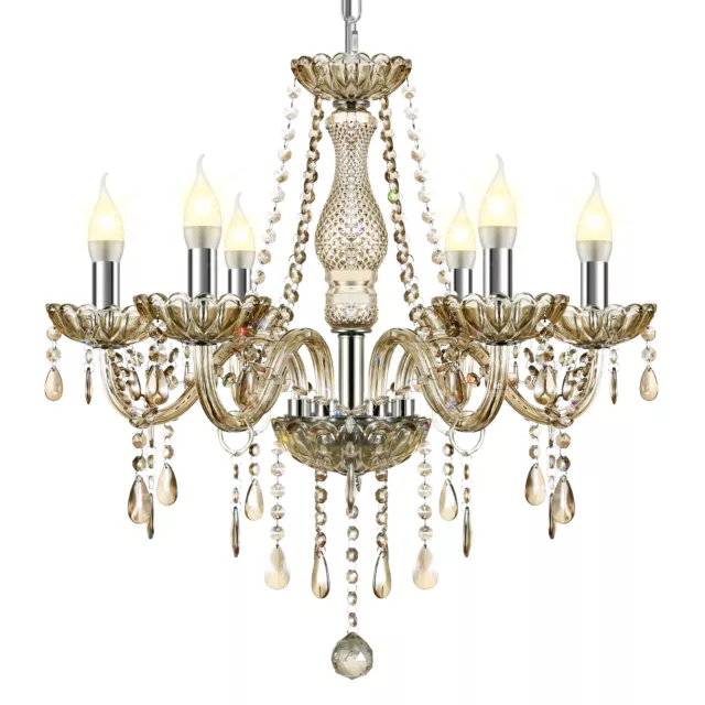 Crystal Chandelier Luxury Modern Ceiling Fixture 6 Lights Pendant Lamp Lighting