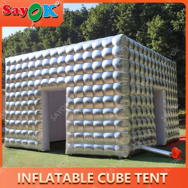 Tienda de campaña cubo inflable comercial plateada de 8 pies/13 ft para fiestas eventos exteriores gigante