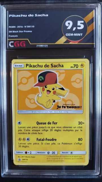 Pikachu de Sacha (SM 110) SM Black Star Promos FRANCAIS CGG 9,5 2108125 POKEMON