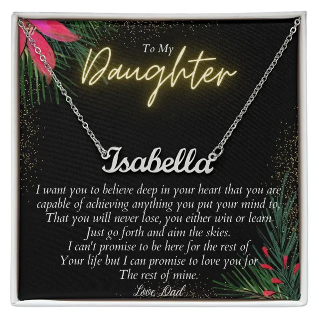 To My Daughter Personalized Name Necklace Gift From Dad Birthday Christmas Gifts
