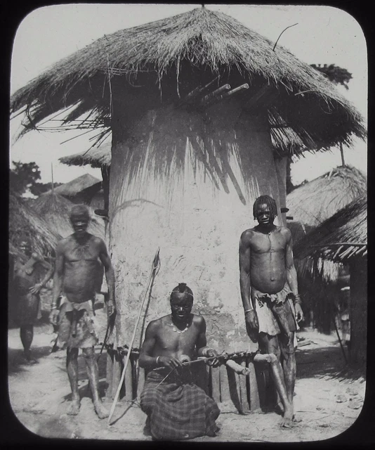Glas Magic Laterne Rutsche GETREIDE BEI MWENZO C1890 FOTO ZENTRALAFRIKA SAMBIA