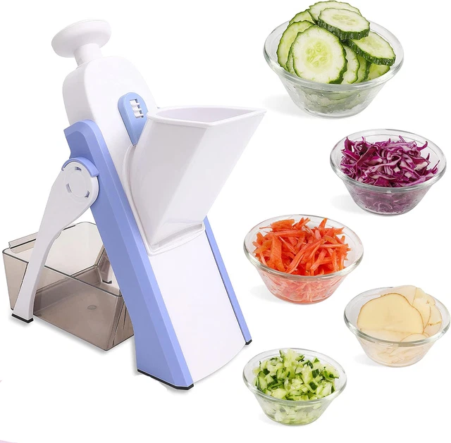 NACOLUS Mandoline Slicer For Kitchen Slicer Vegetable Cutter 5 In 1 Veggie Slicer Potato Slicer Waffle Fry Cutter Hot Swap Mandolin With Peeler For Vegetables Carrot Shredder Cucumber Slicer - Pink
