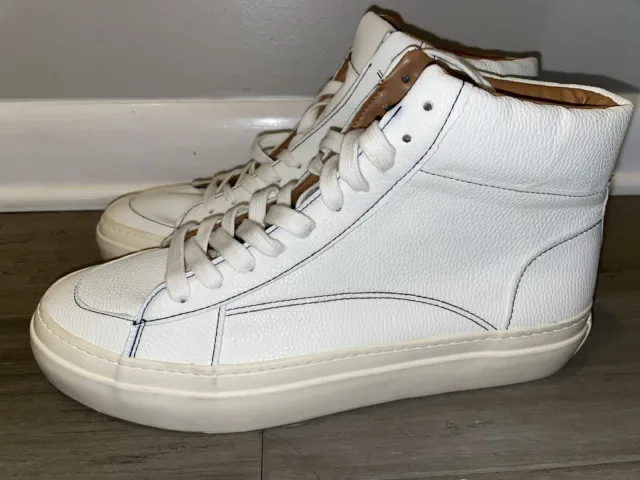 NEW ASOS Design Mens Shoes Size 12 Off White Faux Leather Chunky Hi top Sneakers