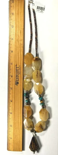"Charlene Little" Navajo - Native Bay Turquoise and Agate Necklace, Tiger's Eye 3