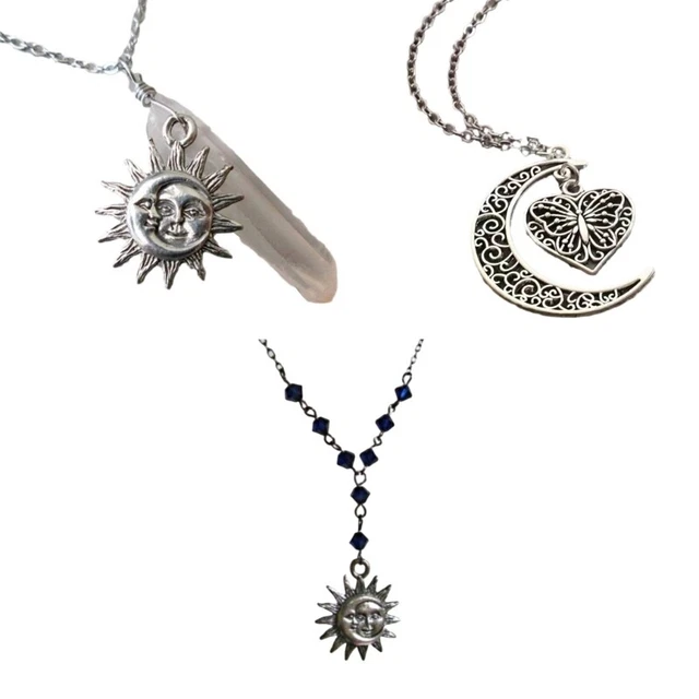 Fashion Sun Moon Pendant Necklace Jewelry Clavicle Chain Necklace Jewelry