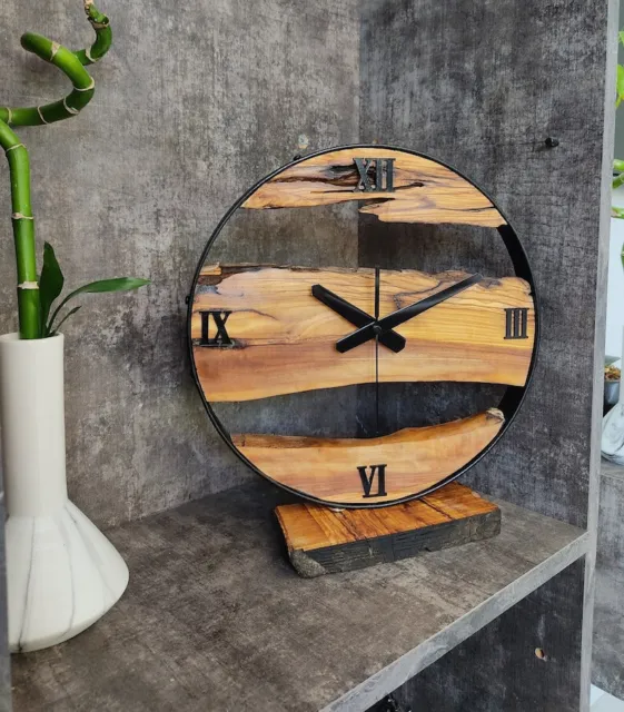 Neuf Style Ferme Designer Décoratif Handmade Bois D 'ol Ive Mur Horloge, Cadeau