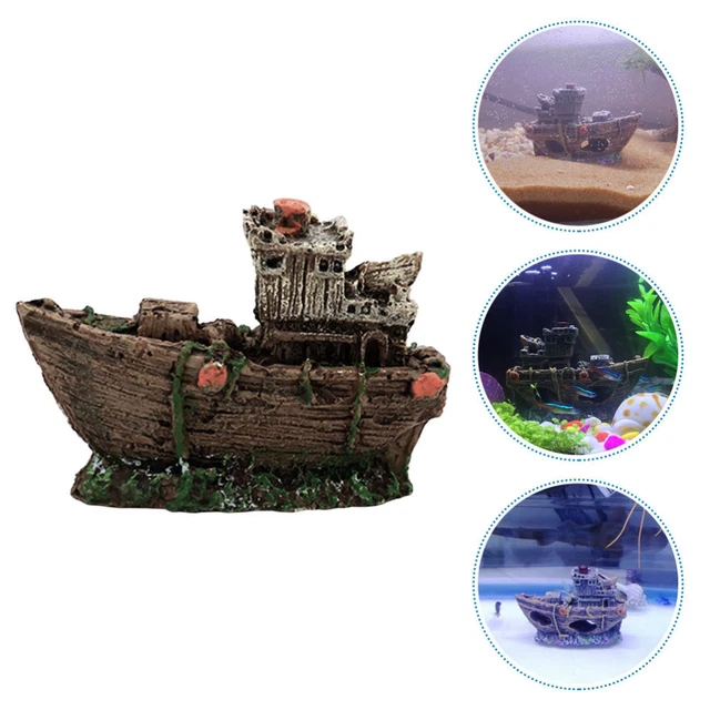 Fish Tank Resin Shipwreck Christmas Decor Decorations Props Pirate Model Turtle