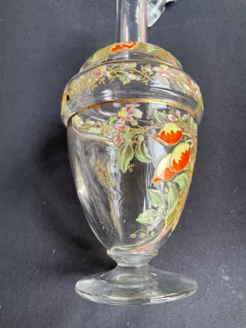 Ancienne carafe emaillee LEGRAS décor floral art nouveau 9