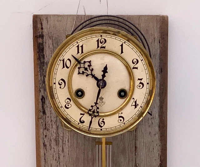ANTIQUE GUSTAV BECKER German Wall clock movement, Wood base, GB