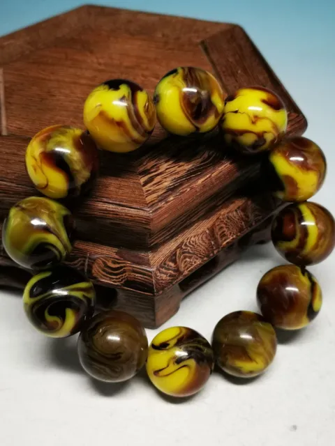 23mm Natural Big Beeswax Beads Hand Polished Prayer Beads .Bracelet Y77
