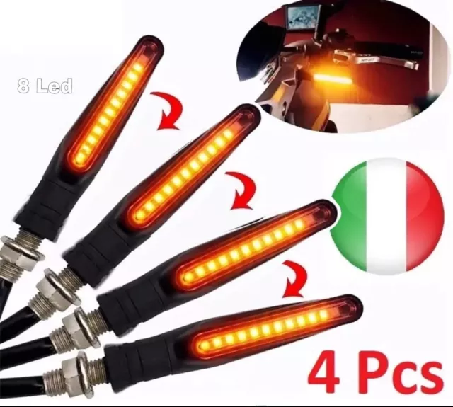 4x FRECCE MOTO LED CON ACCENSIONE ARANCIONE MOTO SCOOTER UNIVERSALI IMPERMEABILI