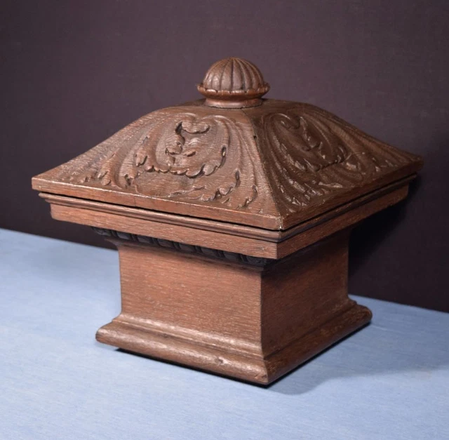 *Large French Antique Solid Oak Wood Newel Post/Finial Trim Piece Salvage
