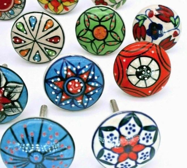 LOT of 30 Pcs Ceramic Closet Wardrobes Handles Cabinet MULTI COLOR Drawer Knobs 3