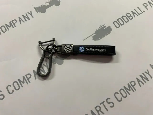 Volkswagen Keyring Leatherette Metal Key Ring Keychain Vw Logo Black Silver Blue