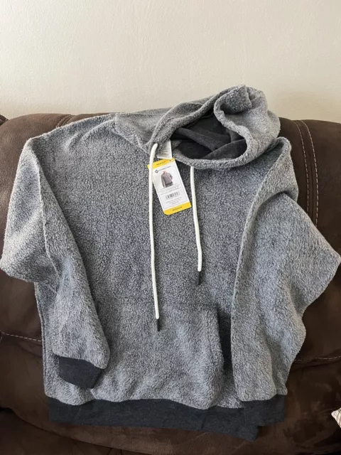 Members Mark Women’s Reversible Fleece Gray Pullover Hoodie  Size M