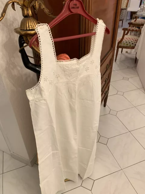 chemise de nuit ancienne coton brodé TBE