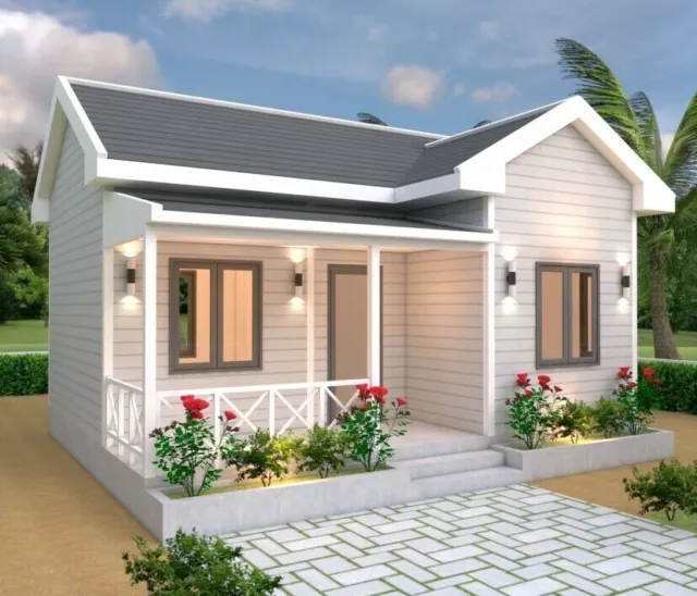 23x20 Feet Tiny House Plans 7x6 Meter One Bedroom Gable Roof Full Plan Hard Copy