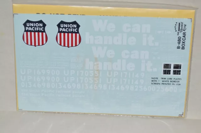 HO scale decals Herald King B-480 Union Pacific RR box car