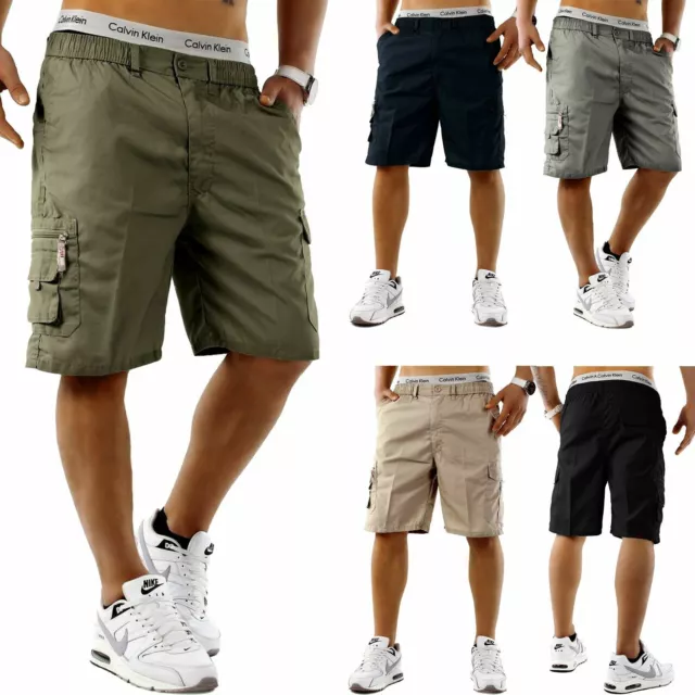 Mens Cargo Combat Shorts Elasticated Summer Casual Cotton Shorts M L XL 2XL 3XL