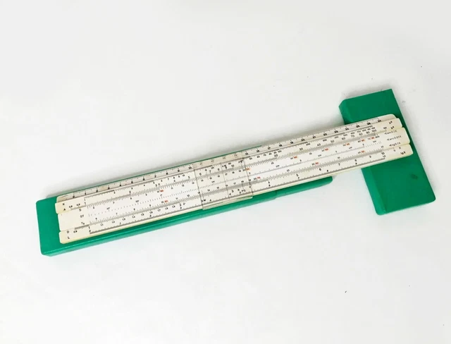 Slada Rulle VINTAGE LOGARITHMIC SLIDE Rule in case Engineering Calculating Math ...