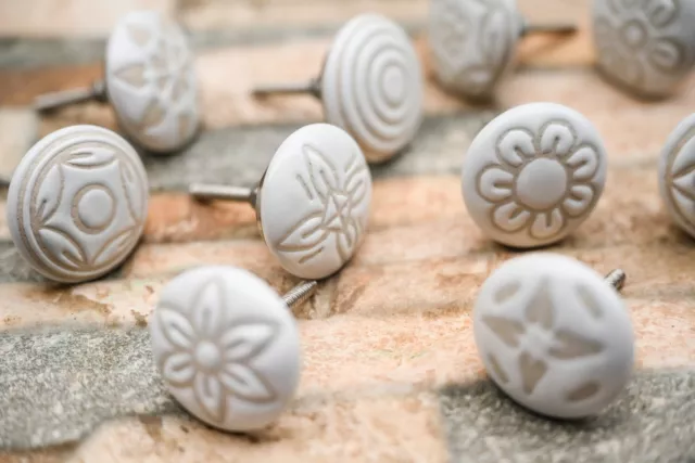 20 White Creme Cream Ceramic Kitchen Cabinet Knobs Drawer handle Door Puller