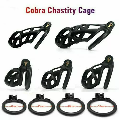 Upgrade 3D Cobra Male Chastity Cage Device Resinous Men Locking Belt With 4 Ring 2