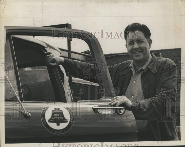 1964 Press Photo Donald Cook, New York Telephone Co. employee, with truck