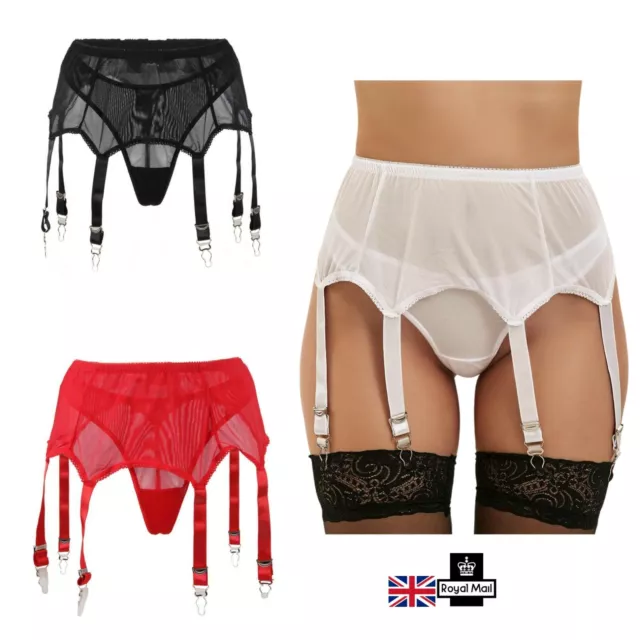 Plus Size Vintage Mesh Garter Sexy Lace Suspender Belt With Panty Size 8-22 UK