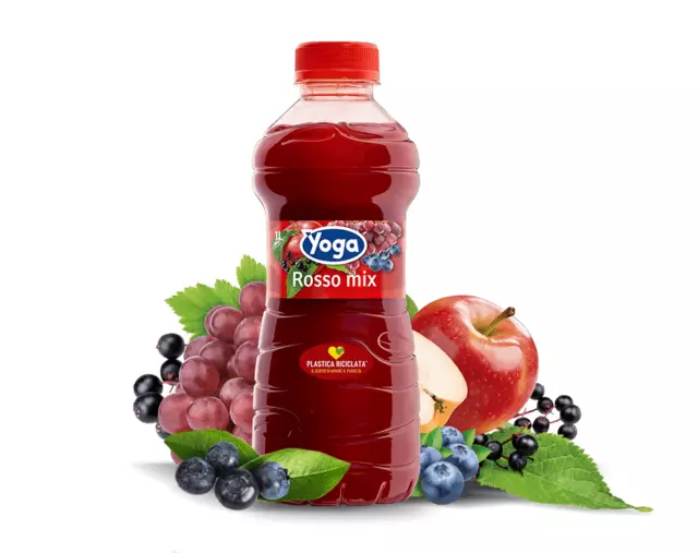 Yoga Rosso Mix Succo e Polpa al Gusto di Mela, Uva, Sambuco e Mirtillo 1L