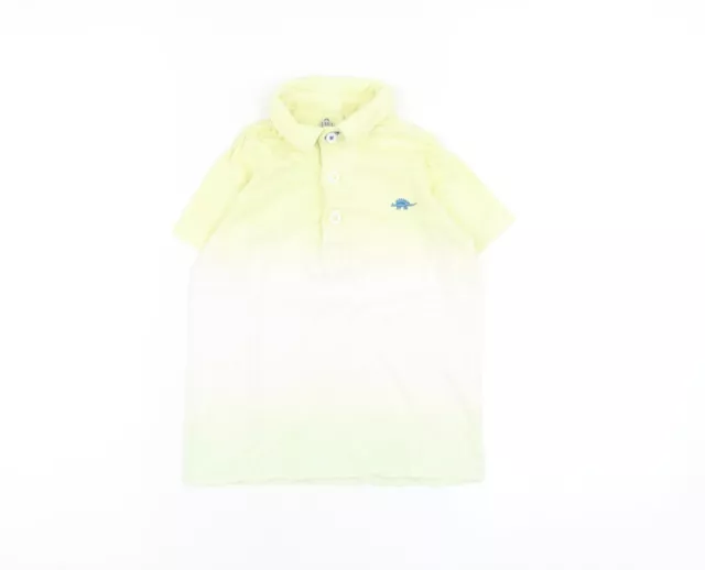 F&F Boys Yellow Cotton Basic Polo Size 2-3 Years Collared Button - Dinosaur