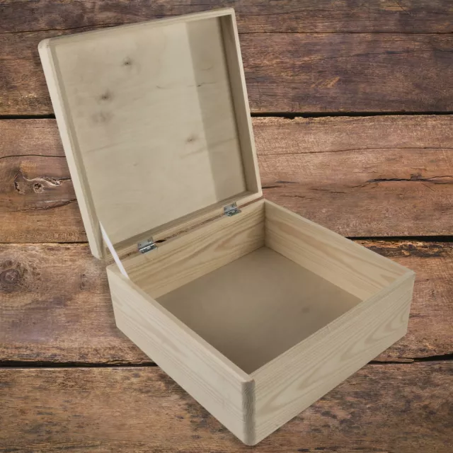 Wooden Box with Lid and Clasp 13x13x13 cm/ Small Square Cube Plain Pine  Storage