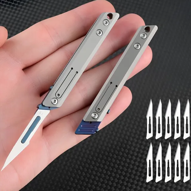 Titanium Pocket Utility Folding Knife Scalpel Blade Paper Cutter Keychain EDC