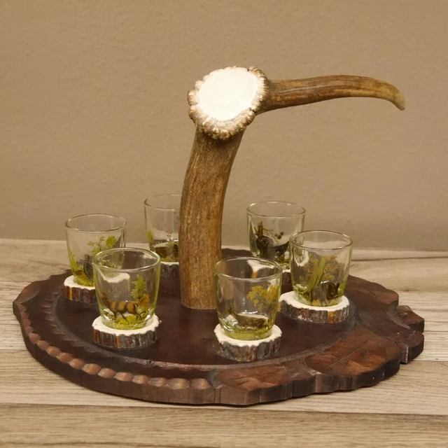 Aguardiente Proveedor Tallado Schnapsbrett H19 CM Gamo Barra Cornamenta Mango 3