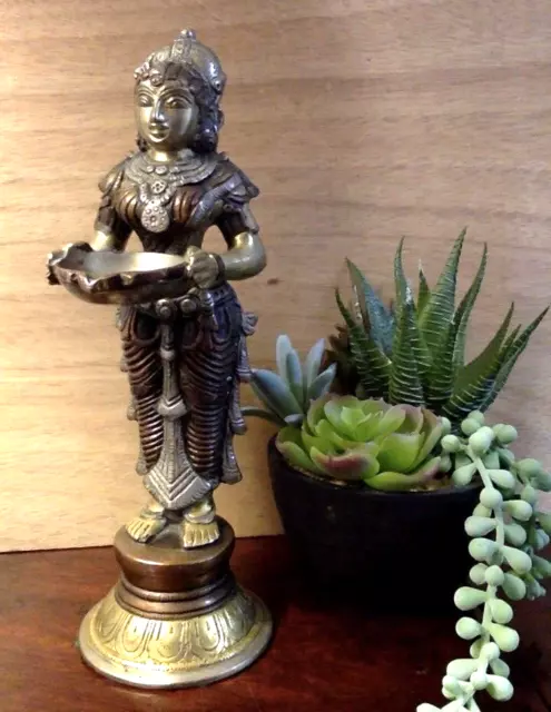 Beautiful Lakshmi Brass & Copper India Statue Figurine Hindu Indian Goddess