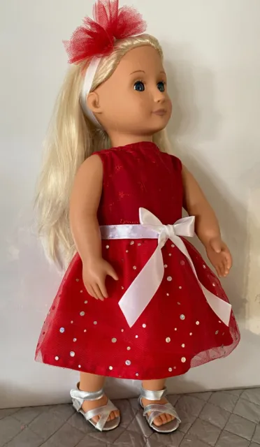 18" OUR GENERATION~AMERICAN GIRL Dolls Clothes ❇ RED TULLE  ❇ WHITE BOW