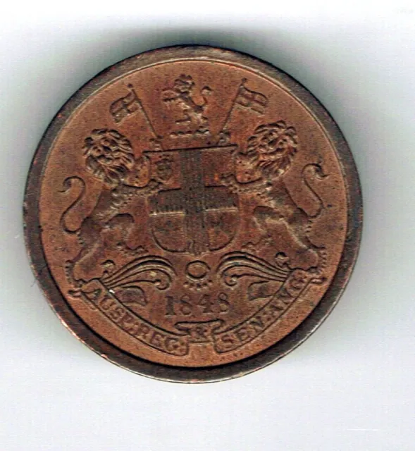 1848 India 1/12 Anna coin