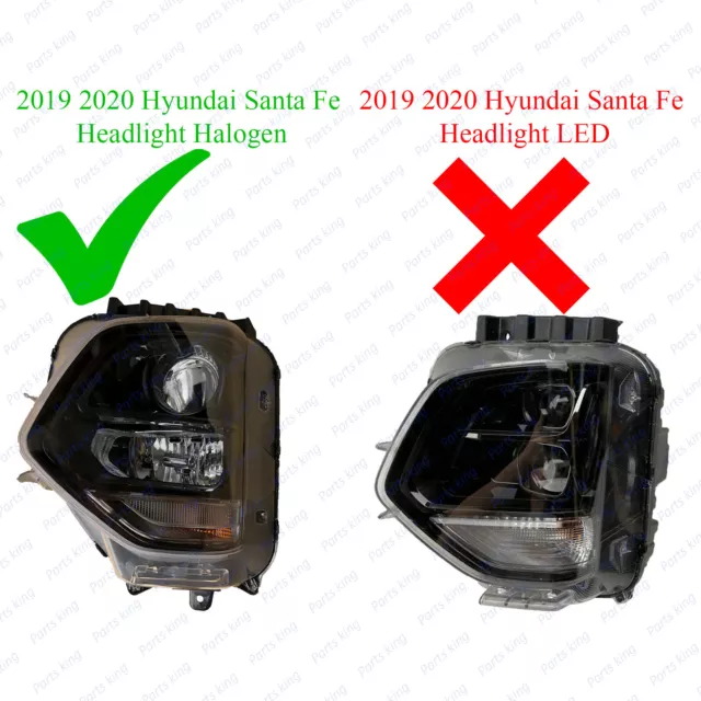 For 2019 2020 Hyundai Santa Fe Front Headlight Assembly Halogen Driver Left Side 2
