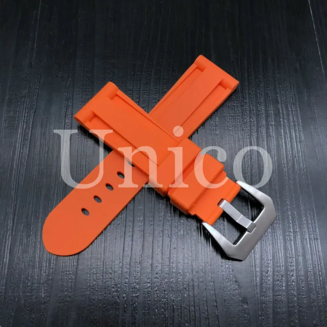 New 24mm Genuine Rubber Strap Orange Diver Watch Band Fits for PANERAI