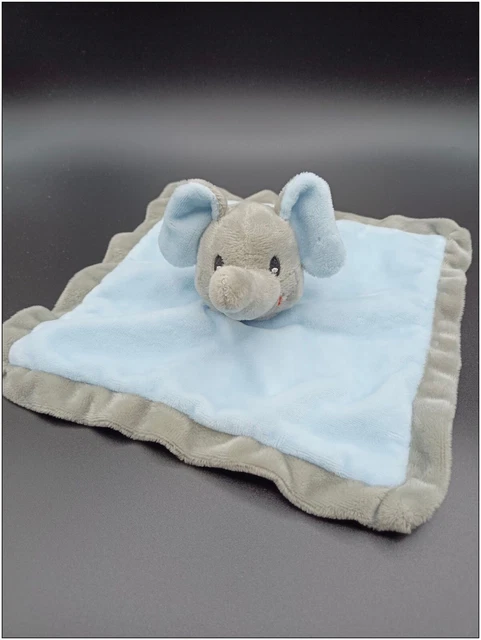 Doudou Plat Éléphant Bleu Gris - Sandy