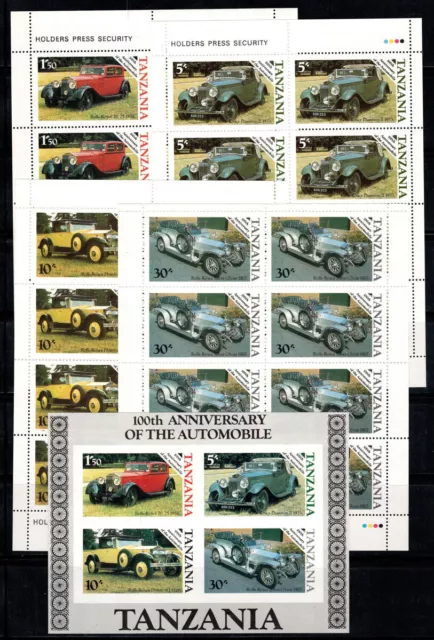 Tanzania 1986 Mi. 309-312, Bl. 53 Minifoglio 100% Automobili Nuovo **