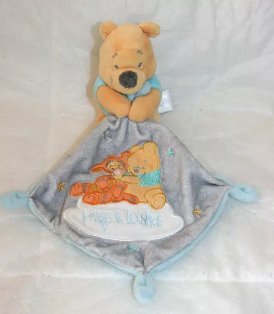 Disney Nicotoy Doudou Winnie Mouchoir Gris Bleu Tigrou Hugs & Whishes Kom9