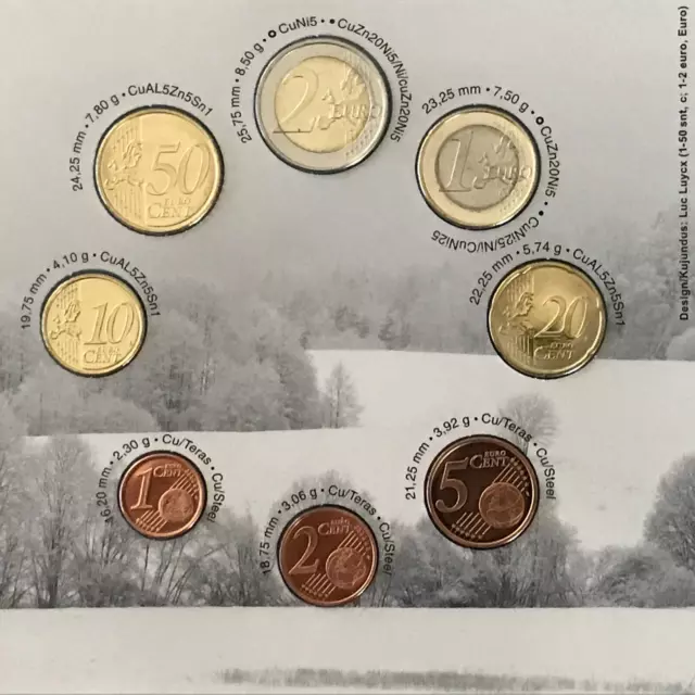 Estland erster offiz. Kursmünzensatz 2011 KMS 1 Cent bis 2 Euro 3