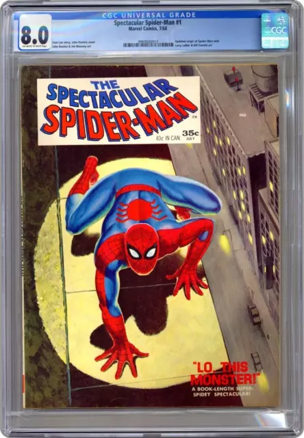 Spectacular Spider-Man Magazine #1 CGC 8.0 1968 OW/W Pages