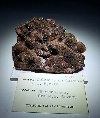 ***EX.K ROBERTSON- Dolomite & Pyrite on Calcite crystals, mine Germany***