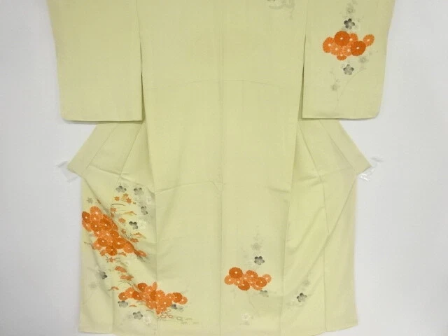 41487# Japanese Kimono / Antique Kimono / Kiku With Ume Branch
