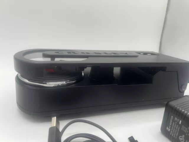 Tocadiscos USB portátil Crosley Revolution negro CR6002A-BK probado/funciona 3