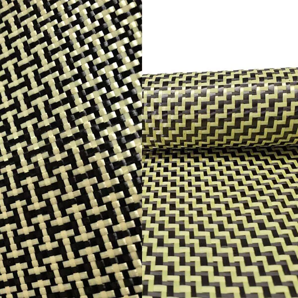 Yellow Aramid Carbon Fiber Blended Fabric mixed cloth 230gsm W / 工 Weave 100*50