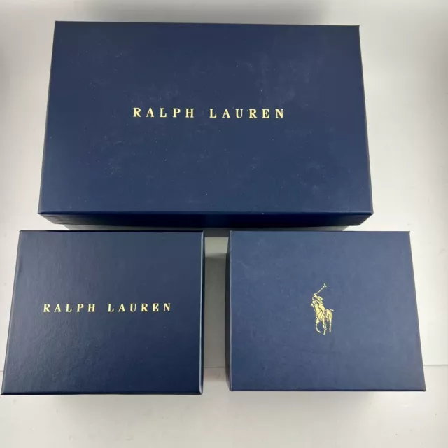 3 Ralph Lauren Polo Empty Boxes &Lids Navy Blue Shoe Cologne Storage Gift Craft